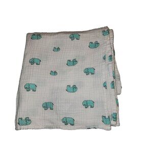 Aden + Anais muslin baby blanket swaddle white / elephant print Large